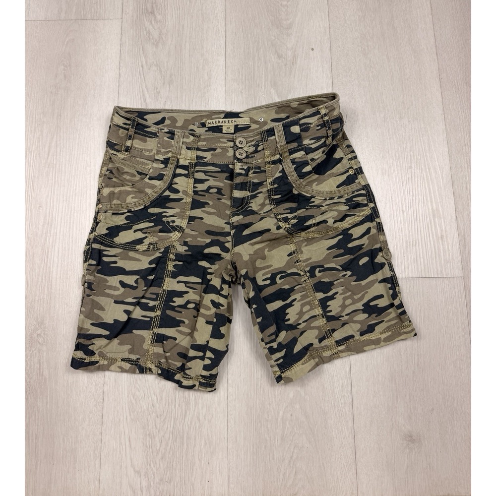 Marrakech Womens 26 Camo Cargo Bermuda Shorts Utility Stretch Military Y2K